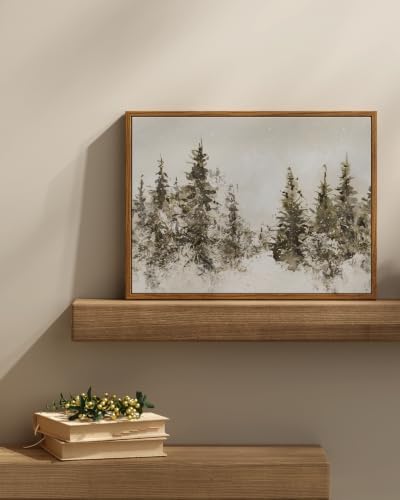 InSimSea Vintage Christmas Winter Framed Wall Art, Forst Pine Tree,12x16In - Image 7