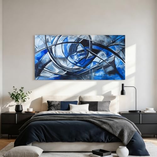 Abstract Wall Art Decor Wall Art Pictures for Living Room Abstract Canvas Art Wall Decor Modern Blue Wall Art Prints Artwork for Walls Black and White Wall Art Decorations Home Office Decor 20" X 40" - Image 4