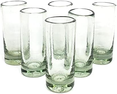 Clear 2 oz Tequila Shot Glasses (set of 6), Recycled Glass, Lead-free, Toxin-Free (Shot) by MexHandcraft