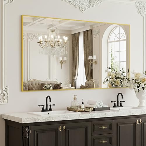FICTOR Bathroom Vanity Mirror for Over Sink, 30" x 48", Gold by FICTOR