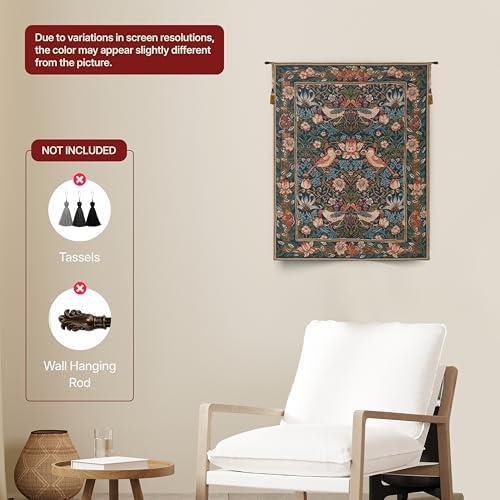 William Morris Birds Face to Face I Tapestry Wall Hanging 26 x 19 in - Image 7