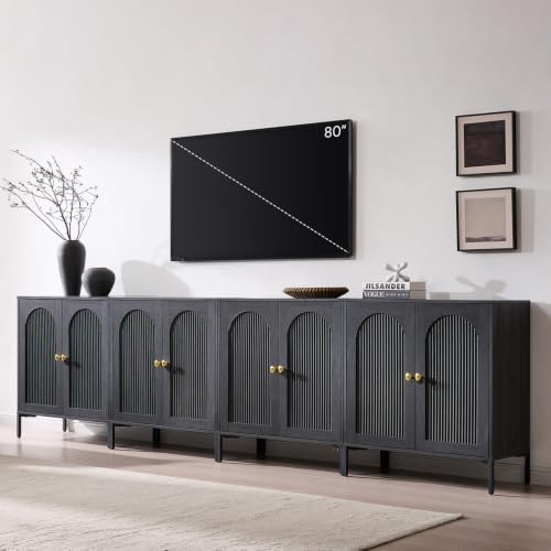 IFBUY 123.5" W Mid Century Modern TV Stands for Living Room, Dark Grey by IFBUYFarmhouseFurniture
