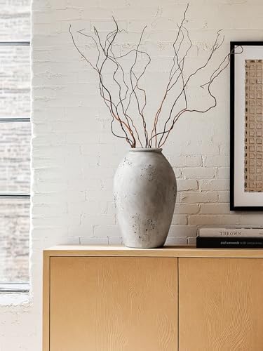 LE TAUCI Ceramic Vase, 11.5 Inch Large Wabi-Sabi Vase, Tall Vase for Home Decor, Living Room Table & Mantel Centerpiece, Watertight & Sturdy, Weathered Stone Greige - Image 3