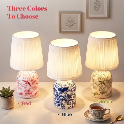 ShineTech Rechargeable Cordless Small Ceramic Table Lamps Set of 2, Red - Image 2