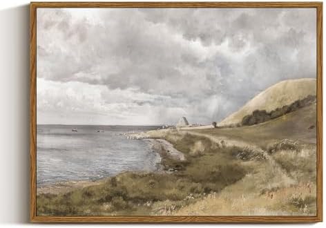 InSimSea Framed Canvas Wall Art Vintage Decor, Coastal Wall Art Danish Coast Nature Scenic Art for Bedroom, Wall Paintings, Farmhouse Office Bathroom Wall Decorations, 12"x16" by InSimSeaArt