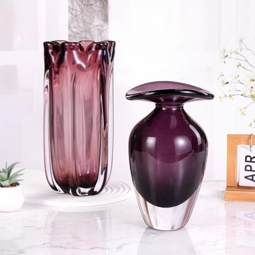 KAMMAK Glass Vase,Colored Hand Blown Decorative Vase - Image 6