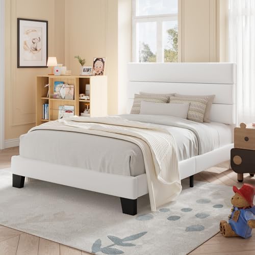 Allewie Twin Size Platform Bed Frame with Velvet Upholstered Headboard - Image 3