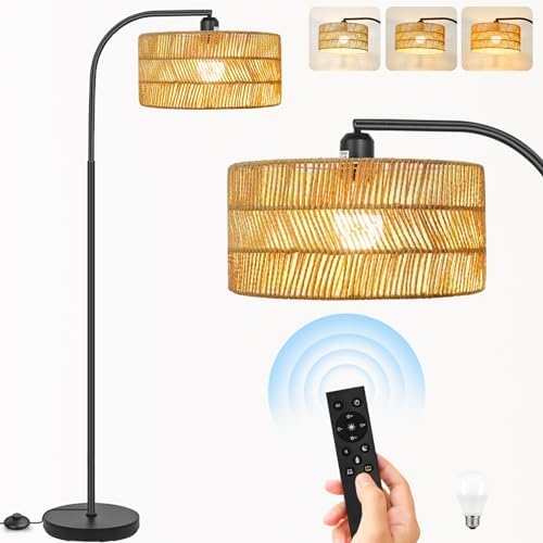 Brilvibera Boho Floor Lamp for Living Room with Remote Control by Brilvibera