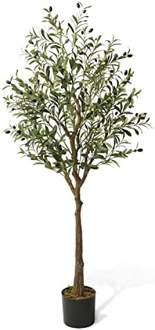 CAPHAUS 5 Feet, 60 Inch, Artificial Olive Tree, Faux Plant in Pot, Faux Olive Branch and Fruit, Fake Potted Topiary Tree with Dried Moss for Indoor Home Office Modern Housewarming Decoration Gift by CAPHAUS
