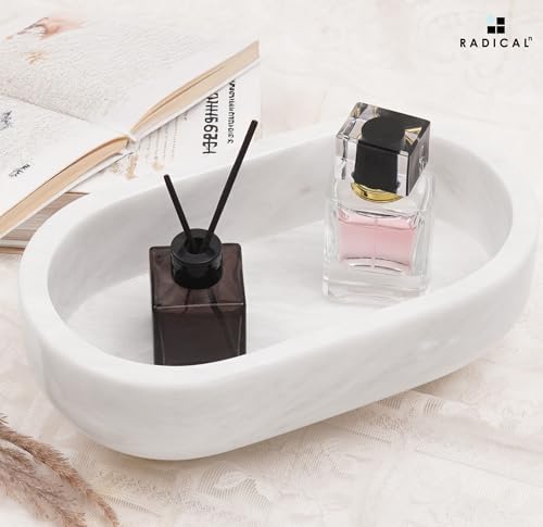 Radicaln Marble Oval Bowl with Stand 10" Decorative Bowl for Table Decor - Image 2