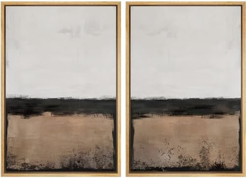 SIGNWIN Framed Canvas Print Wall Art Abstract Landscape Neutral Tones with Horizon Line Illustrations Modern Art Decorative Contemporary for Living Room, Bedroom, Office - 24"" x36 x2 Natural by SIGNWIN