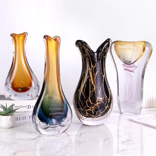 KAMMAK Glass Vase,Colored Hand Blown Decorative Vase - Image 7