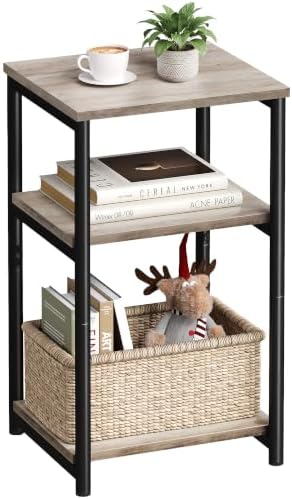 VASAGLE Side Table, Small End Table, Tall Nightstand, Steel Frame by VASAGLEbySONGMICSHOME