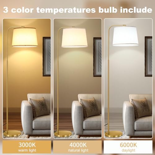 Floor Lamp for Living Room, Dimmable Modern Floor Lamps for Bedroom, Remote Control Modern Corner Standing Lamps, Nursery Industrial Adjustable Arc Tall Lamp with 9W Bulb for Office Reading - Image 2