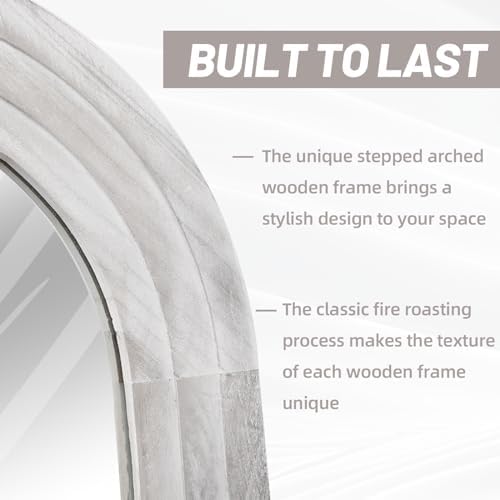 ZHUNFA Arched Full Length Mirror with Solid Wood Frame - Image 3