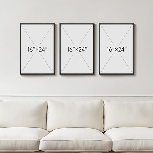 Framed Blue and Gray Abstract Modern Wall Art, 3 Piece Set, 16x24 In - Image 3