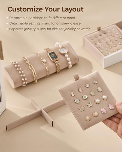 Glimmloop 360° Rotating Jewelry Box with 9 Drawers, Spacious Vertical Jewelry Organizer with Glass Window, Jewelry Storage Case, Dustproof & Moisture-resistant Design, White - Image 6