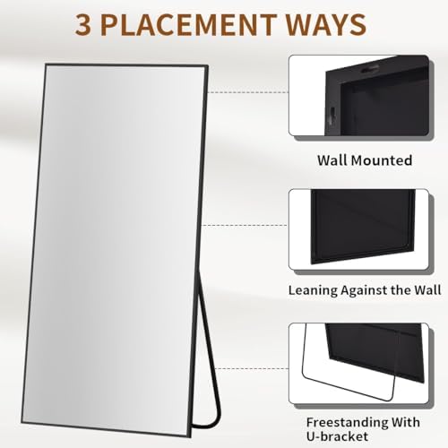VooBang Large Full Length Mirror 78" x 35" - Shatterproof Black - Image 6