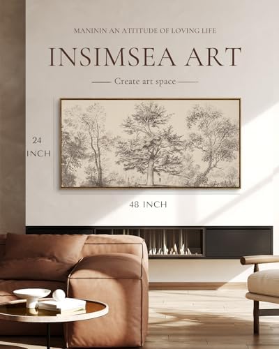 InSimSea Extra Large Framed Vintage Wall Art, Sketch Tree Prints,24x48inch - Image 2