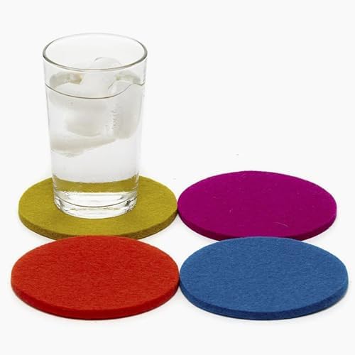 Graf Lantz - Bierfilzl Merino Wool Round Coasters Set of 4 - Electric (4" Circles) - Absorbs 30% of Weight - German Wool - Heat Resistant, Sustainable, & Reusable - Home Decor & Coffee Table Decor by GrafLantz