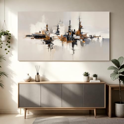 Grey Color Block Large Abstract Canvas Wall Art Decor For Living Room 29×58 - Image 3