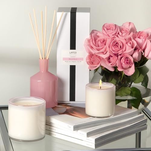 LAFCO New York Classic Reed Diffuser, Blush Rose - 6 oz - Up to 3 Months Fragrance Life - Reusable Glass Vessel - Natural Wood Reeds - Made in the USA - Image 6