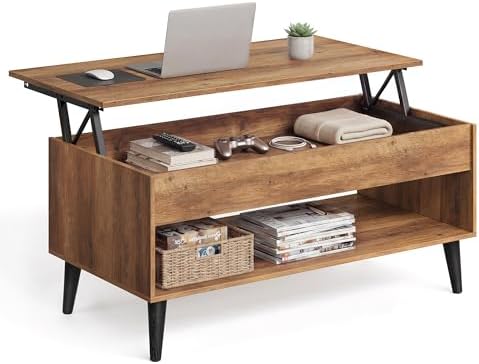 VASAGLE Lift Top Coffee Table with Hidden Storage, Gas Spring by VASAGLEbySONGMICSHOME