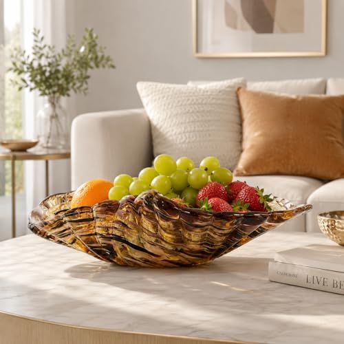 Hand Blown Glass Bowl Decorative Dish Fruit Bowl Home Decor - Image 2