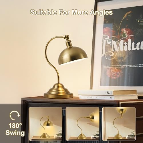 KARTOOSH Cordless Table Lamp, Battery Operated Vintage Desk Light, Brass - Image 5