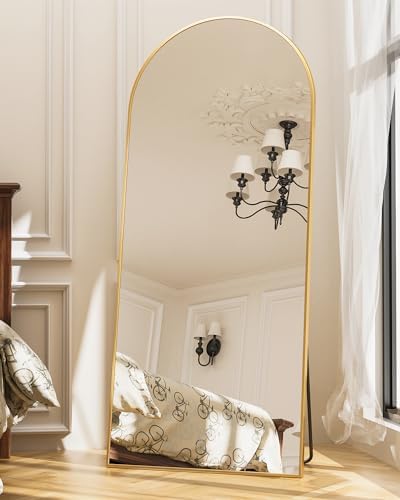 Antok 71" x32” Arched Full Length Mirror, Floor Mirror with Stand,Gold by AntokMirror