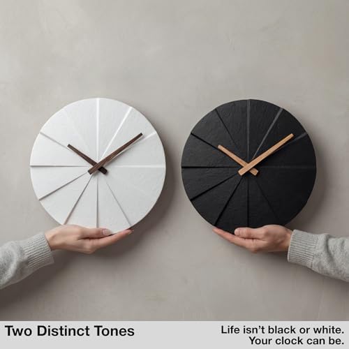 Driini Modern Wall Clock with No Numbers and Wooden Hands. White, 10.5 Inch - Image 4