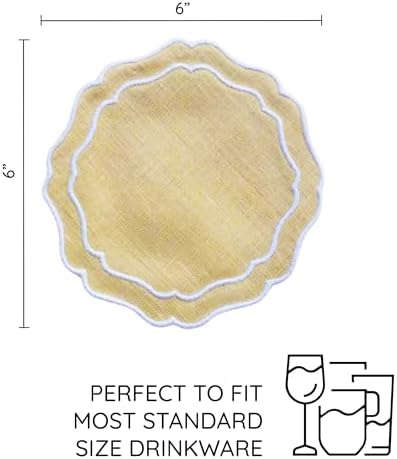 Linen Coasters for Drinks Set of 6, Butter - Image 3