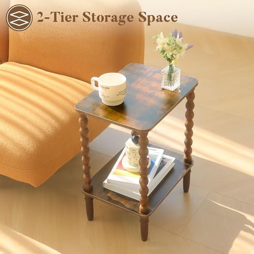 Fultyle Side Table, Small End Table with 2-Tier Shelf, Modern Night Stand - Image 4