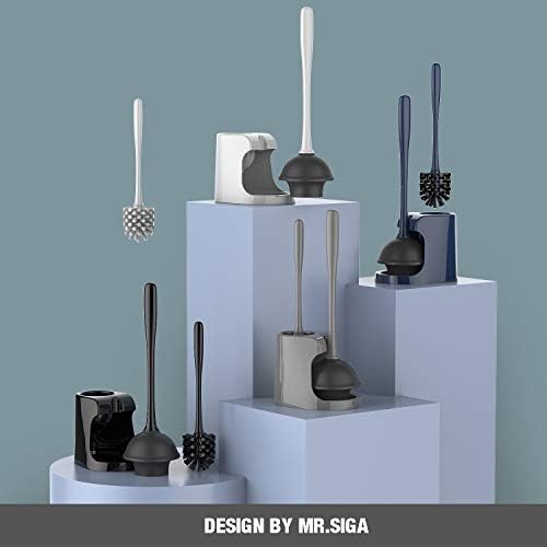 MR.SIGA Toilet Plunger and Bowl Brush Combo for Bathroom Cleaning, Gray - Image 2