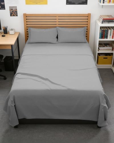 Full XL Sheets - 4 Piece Full XL Sheet Set - Breathable - Heathered Grey by CGKUnlimited
