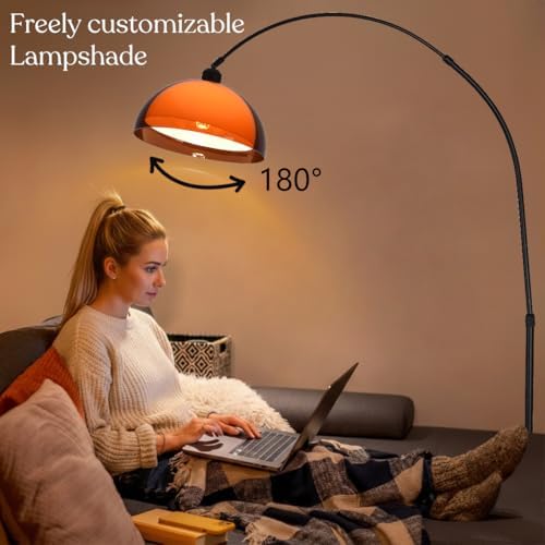 Arc Floor Lamp for Living Rooms Orange Mushroom Two-Layered 70" Modern Floor Lamp with Marble Base Arch Standing Lamp for Living Rooms, Home Offices, Dining Rooms, Bedrooms,Acrylic Lampshade - Image 6