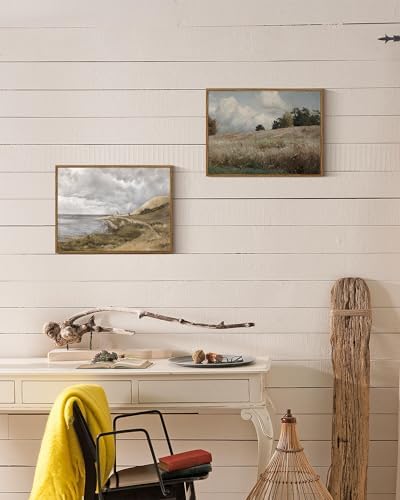 InSimSea Framed Canvas Wall Art Vintage Decor, Landscape Paintings Wall Decorations for Living Room, Retro Wall Art for Bedroom Office Decor, Grassland Classical Painting Prints Room Decor, 12"x16" - Image 4