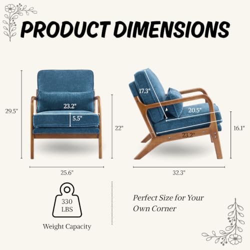 Karl home Mid-Century Modern Accent Reading Chair, Blue - Image 2