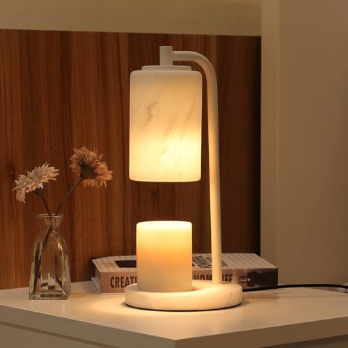 Marble White Candle Warmer Lamp, Bedroom Home Decor Marble Base White Electric Candles Warmer with Timer & Dimmer, Housewarming Gifts, Spring & Easter Decorations by Unknown