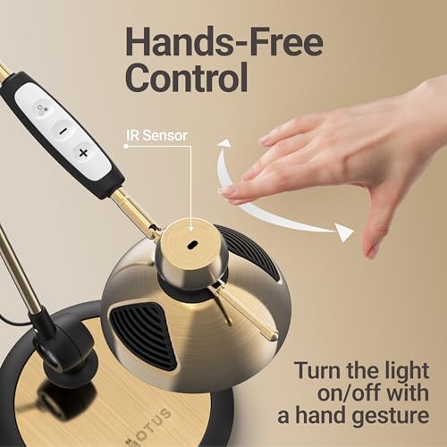 OTUS Tall LED Architect Desk Lamp for Home Office, Gesture Control, Brass - Image 2