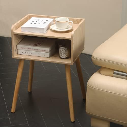 MaxSmeo Nightstand, Mid Century Side Table Bedroom with Storage - Image 2