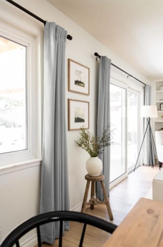 Linen Textured Total Blackout Curtains for Bedroom 90 Inches Long, Grey - Image 5