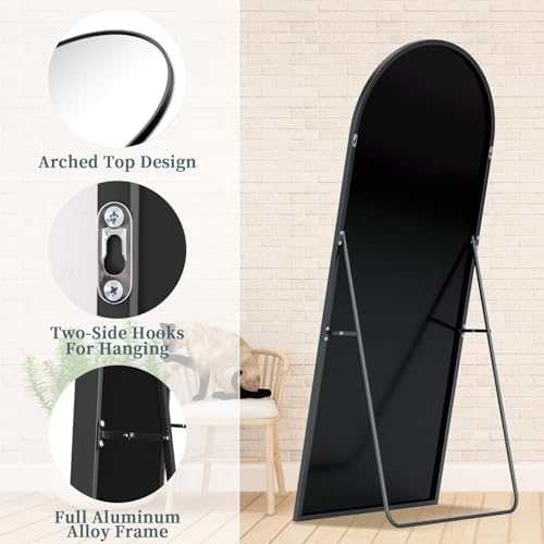 71"x28" Arched Full Length Mirror with Stand,Full Body Floor Mirror - Image 4