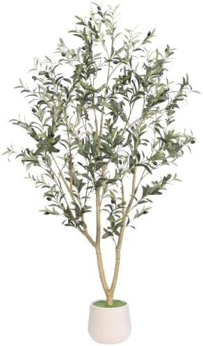 5FT Artificial Olive Tree Indoor with Elegant White Planter by PHYTREE