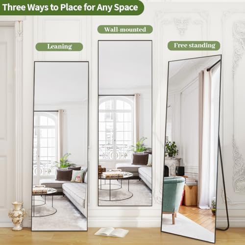 BEAUTYPEAK Full Length Mirror, 59"x16" Floor Mirrors, Black - Image 3