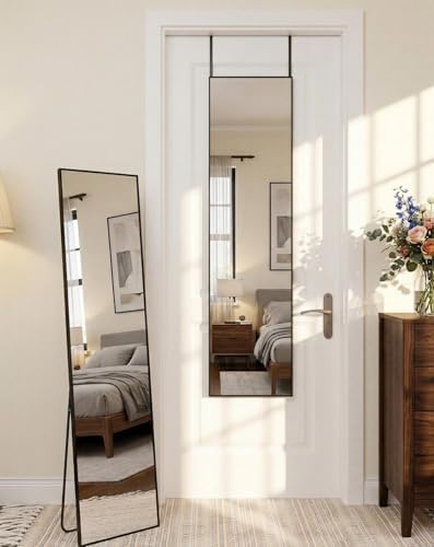 Antok Full Length Mirror, 56"x15" Floor Mirror with Stand, Black, Rect by AntokMirror