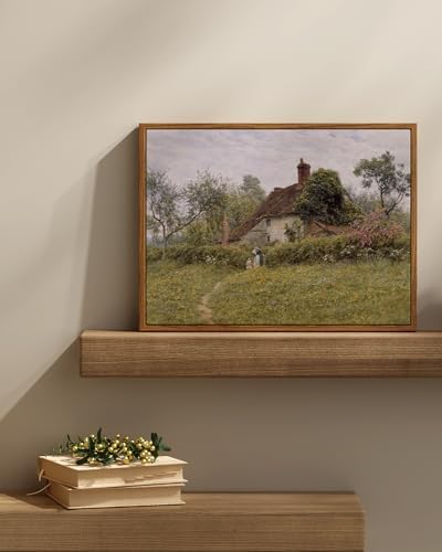 InSimSea Framed Canvas Wall Art Vintage Decor, Landscape Art Prints, Old Cottages Countryside Paintings Wall Decor, Rustic Farmhouse Picture for Bedroom Living Room Bathroom, 12"x16" - Image 2