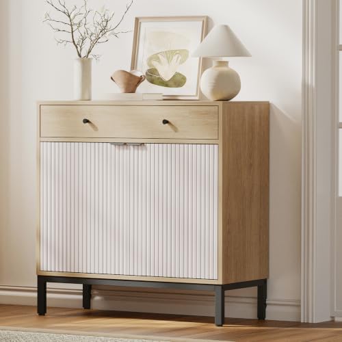 Mericonia Sideboard Buffet Cabinet Storage, Modern Wood Console Fluted Credenza - Image 4