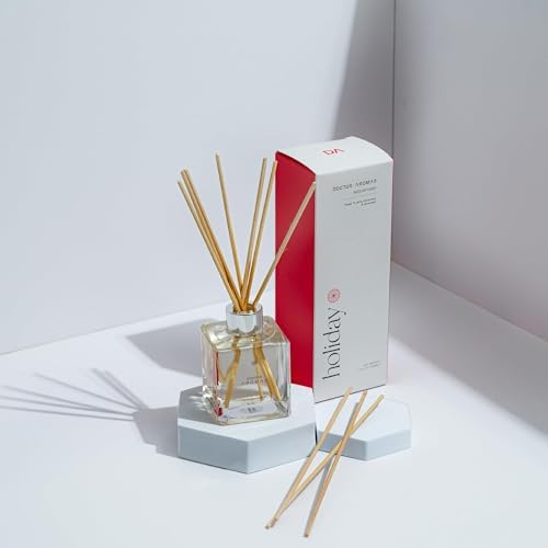 Doctor Aromas Premium Reed Diffuser Diffuser Glass Jar Set Elegant Scent for Home, Room or Bathroom and Fresh Air Scent Lasting Home Fragrance Over 90 Days (Pack of 2, Holiday) - Image 3