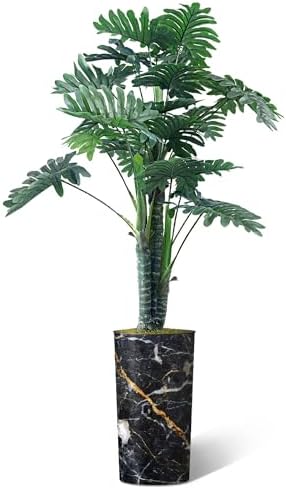 Artificial Tree in Modern Granite Effect Planter, Fake Philodendron Tree Silk Trees for Indoor and Outdoor Home Decoration - 70" Overall Tall (Plant Pot Plus Tree) - Image 2